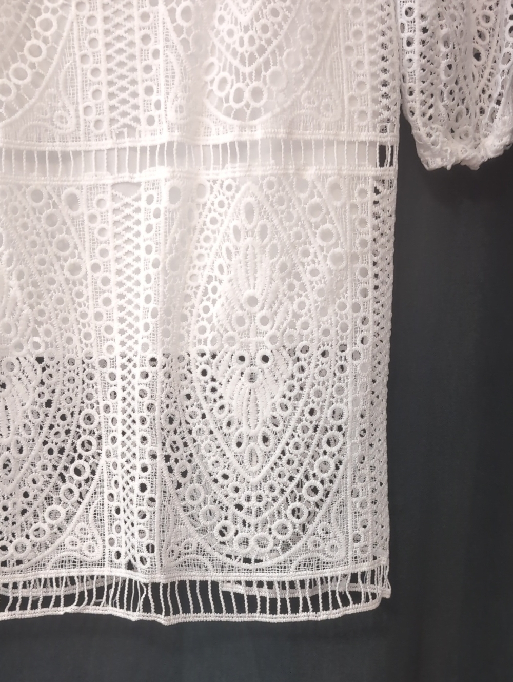 White Crochet Lace V-Neck Dress - Picture 3 of 3